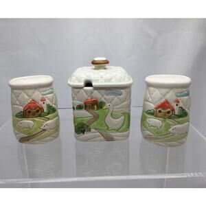 Vintage Otagiri Japan 1982 Salt Pepper Shaker Set and Sugar Bowl with Lid